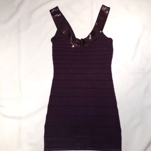 Dark Purple Dress with Sequin on straps